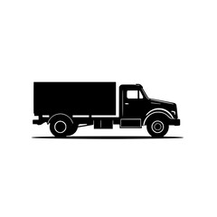 Fototapeta premium Black Silhouette of a Cargo Truck: A Powerful Image for Transportation and Logistics Businesses