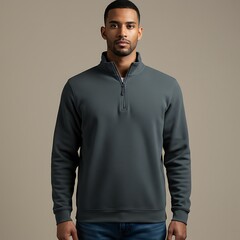 Men's Dark Grey 1/4 Zip Fleece Sweatshirt