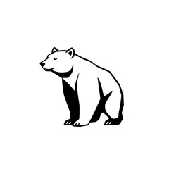 Majestic Polar Bear: A Striking Black and White Vector Illustration