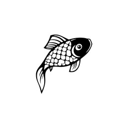 Elegant Black and White Koi Fish Illustration: A Stunning Vector Graphic Design