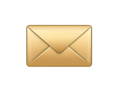 Golden envelope isolated on a white background
