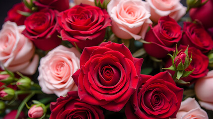 Beautiful Arrangement of Fresh Red and Pink Roses for Romantic Occasions, Celebrations, Weddings, and Floral Gifts