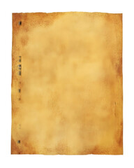 Obraz premium Old, vintage paper with a grunge texture, isolated on a white background, top view. A blank, yellow, aged, retro, old parchment page for design and text