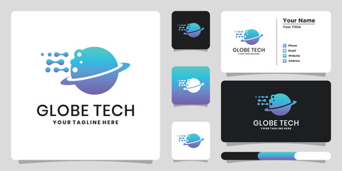 Abstract globe technology logo design template