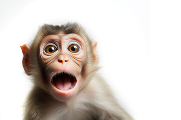 monkeys with shocked face on white background