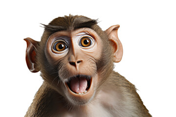 monkeys with shocked face isolated on transparent background
