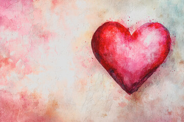 Obraz premium Painting of a red heart on a white wall with a textured surface creating a vibrant and artistic display in an urban setting