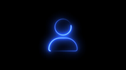 Neon symbol user icon blue color glow with transparent background