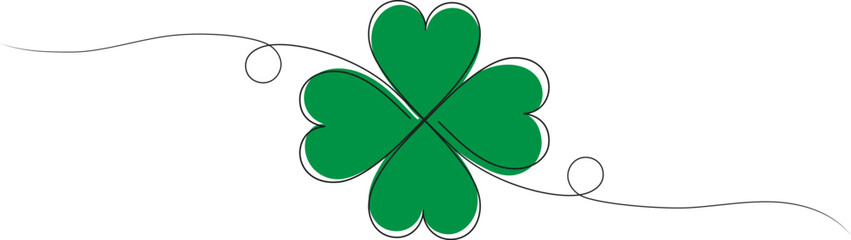 Clover leaf line art. St. Patrick day symbol vector illustration