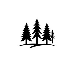 Obraz premium Majestic Pine Trees Silhouette: Nature, Forest, and Woodland Illustration