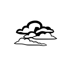 Cloudscape: A minimalist black and white illustration of fluffy clouds against a clear sky, evoking serenity and the beauty of atmospheric phenomena.