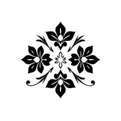 Elegant Black and White Floral Damask Pattern: Vintage Symmetrical Design for Classic Decor, Wallpaper, and Backgrounds
