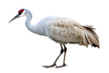 Sandhill Crane Isolated on White Background.
