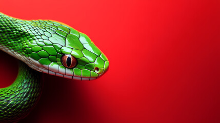 Close-up of an alert green viper