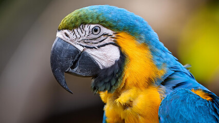 Fototapeta premium Colorful Blue Yellow Macaw Parrot - Stock Image