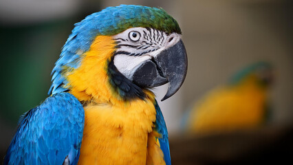 Exotic Blue and Yellow Macaw Portrait - Tropical Bird Photography