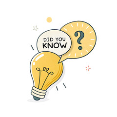 did you know sticker with yellow bulb and speech
