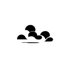 Abstract Cloud Illustration: Dark Cumulus Cloudscape, Minimalist Weather Icon, Black and White Vector Graphic Design