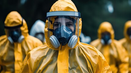 Aecb response emergency team in protective gear in high-fidelity hazardous environment