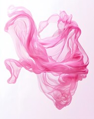 Vibrant and flowing color waves in pink against a white background, creates a visual effect, generative AI