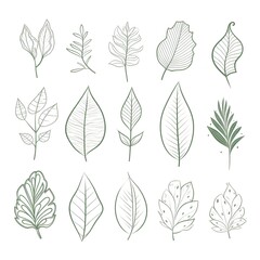 Green line art leaves forming a beautiful pattern