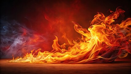 Fototapeta premium Fiery flame dancing on dark canvas with bold red and orange hues, fiery spectacle