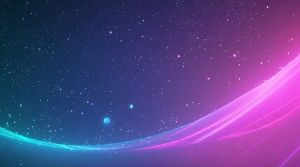Abstract Cosmic Landscape with Glowing Nebula and Stars