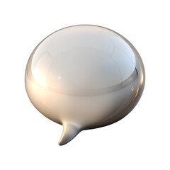 Silver grey chat bubble icon. 3d rendering isolated on white background. Cartoon plastic style