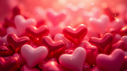Colorful Hearts on a Soft Romantic Background for Celebrating Love and Affection on Special Occasions and Festivities