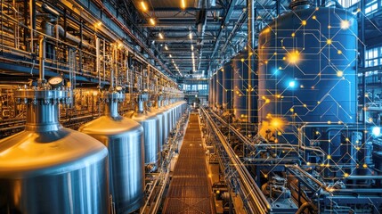 Obraz premium Exploring the Future of Manufacturing: A Glimpse into a Smart and Automated Industrial Factory of Tomorrow