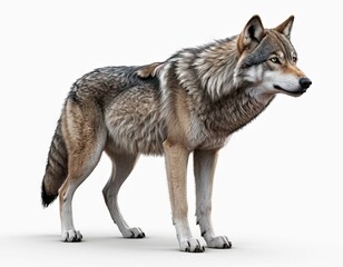 Fototapeta premium Wolf in dynamic pose on isolated white background.
