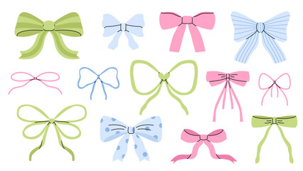 Hand drawn ribbon bow set