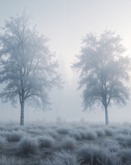 White abstract trees fading into a soft misty atmosphere abstract natural tree concept background