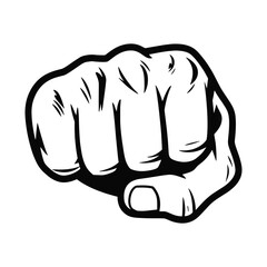 Hand punch fist illustration in a bold and dynamic style. Powerful clenched fist symbolizing strength and impact. 