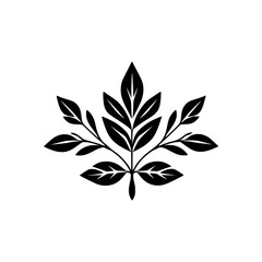 Elegant Black and White Botanical Leaf Illustration: Minimalist Floral Design, Nature-Inspired Plant Silhouette, Simple Vector Graphic for Decor