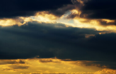 beautiful and dramatic sunset sky with clouds as abstract background