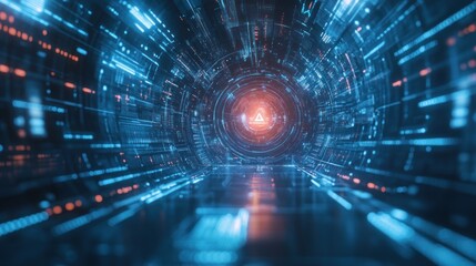 Fototapeta premium Abstract Digital Tunnel Data Stream Visualization