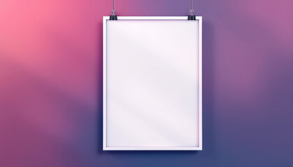 Blank White Frame Hanging Against Gradient Background