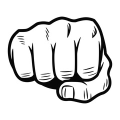 Clenched fist illustration in a strong and dynamic style. Symbol of power, resistance, and determination. Isolated on a white background.
