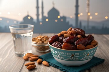 Iftar Feast with Dates, Almonds, and Water