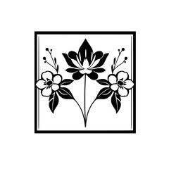 Black and White Floral Illustration: Elegant Botanical Design, Simple Flower Pattern, Monochrome Nature Art Print
