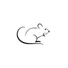 Elegant Line Art Mouse Illustration: Minimalist Animal Design