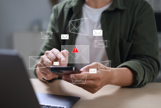 Red Alert Letter Email Security Concept, Security Protection, Email From Virus Spam And Phishing, Fraud Alert Virus Email Scam