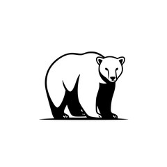 Majestic Polar Bear: A Striking Black and White Vector Illustration of Arctic Wildlife