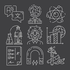 Education and Learning thin line icons set. Education, School, Learning editable stroke icons. Vector illustration 