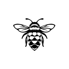 Striking Black and White Bee Illustration: A Bold Vector Graphic Design