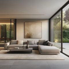 Modern Living Room with Open-Concept Design and Garden View