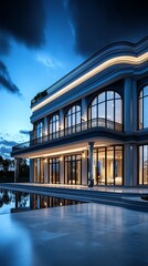 Fototapeta premium Corporate building with grand entrance, luxury exterior, 3D illustration