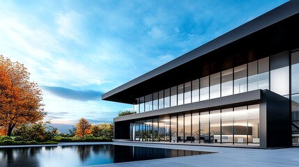 Fototapeta premium Corporate headquarters, elegant exterior design, 3D illustration