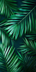 Palm tree leaves, vertical tropical background wallpaper